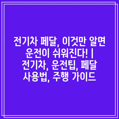 전기차 운전법, 가속과 회생제동 적응 방법