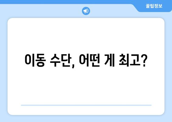 이동 수단, 어떤 게 최고?