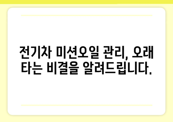전기차 미션오일 교체 가이드| 시기, 종류, 주의사항 | 전기차 정비, 오일 관리, EV 팁