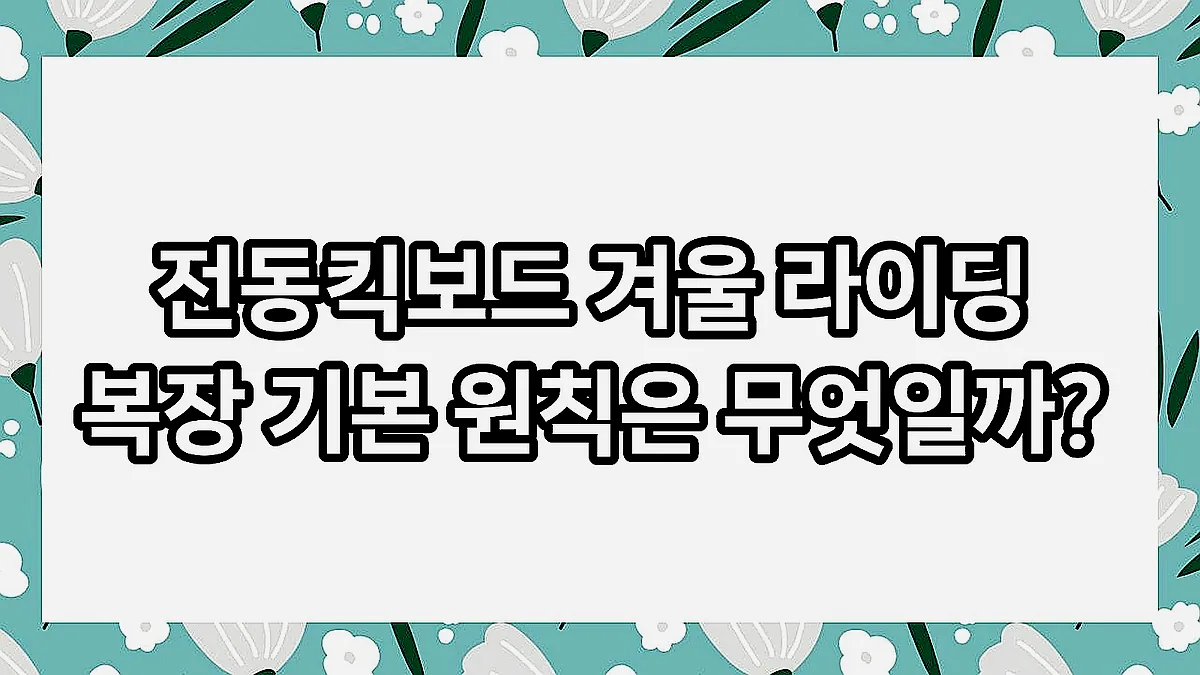 글의 전동킥보드 겨울 라이딩 복장 기본 원칙은 무엇일까? 이미지