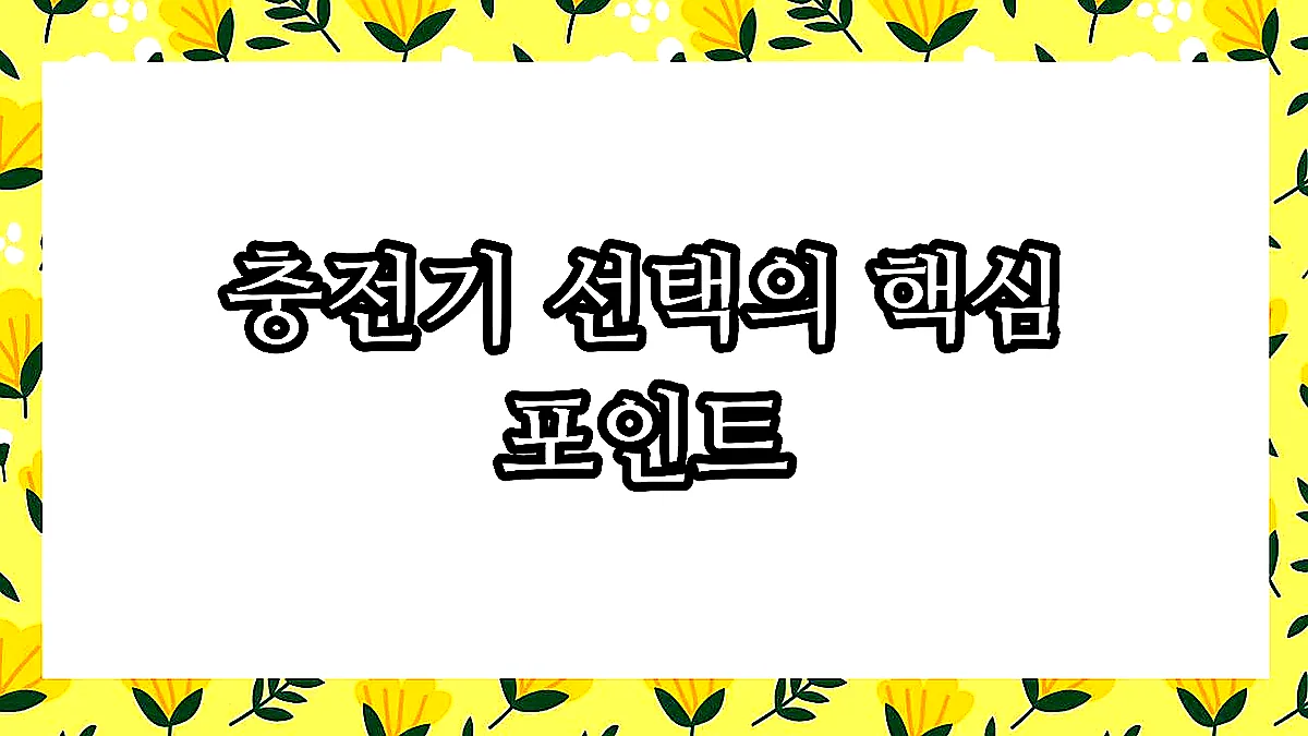 글의 충전기 선택의 핵심 포인트 이미지 글의 충전기 선택의 핵심 포인트 이미지