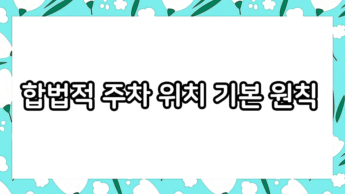 글의 합법적 주차 위치 기본 원칙 이미지 글의 합법적 주차 위치 기본 원칙 이미지